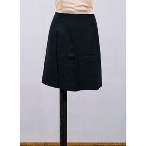 Talbots 100% Wool Black Pleated A Line Knee Length Capsule Wardrobe Skirt Sz 10